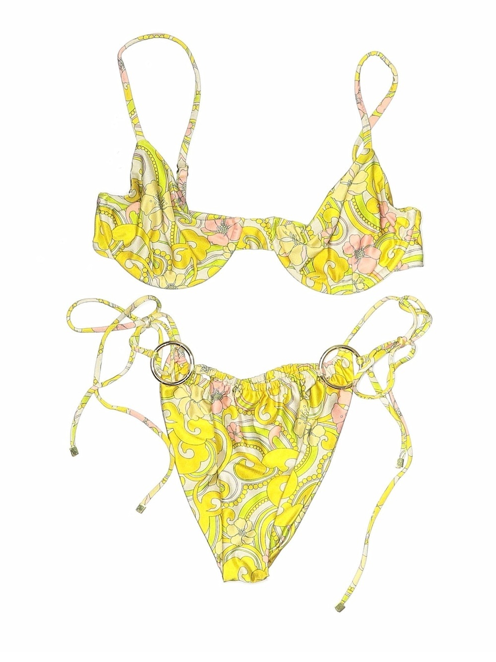 CIN CIN Golden Print Two Piece Bikini Size Medium VGUC